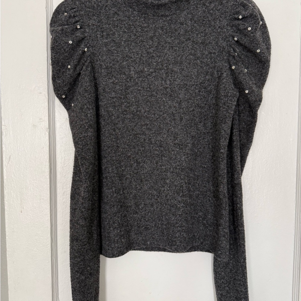 Gray Zara Sweater with Rhinestone Accents